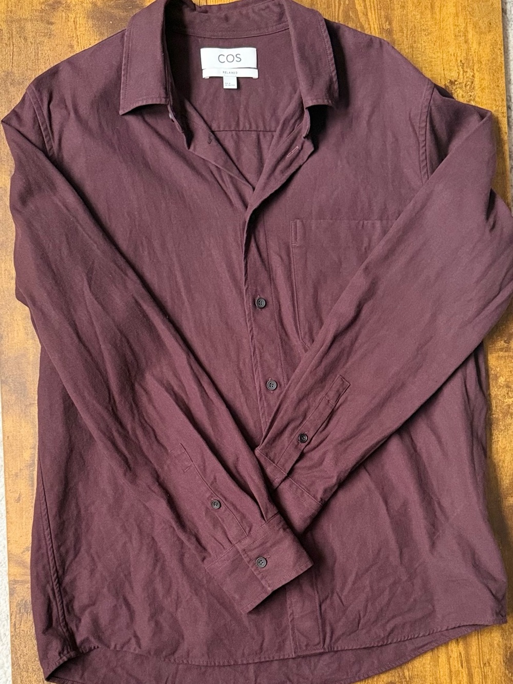COS Men's Button-Down Shirt in Deep Wine